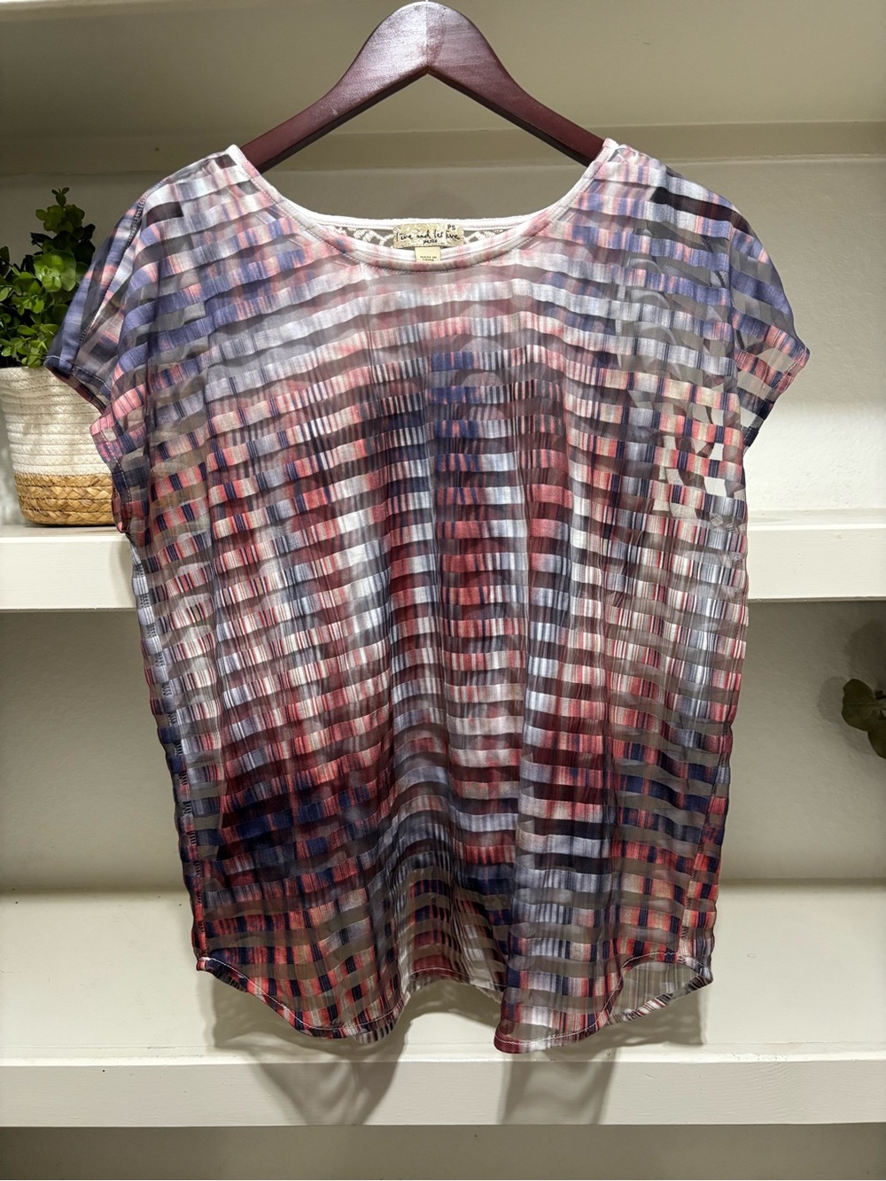 live and let live Multicolor Pleated Short Sleeve Blouse